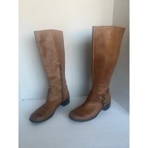 Vince Camuto Shaylee Brown Leather Distressed Equestrian Knee High Boots Sz 10B